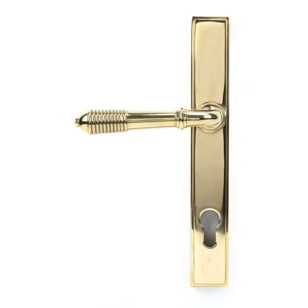 From the Anvil Reeded Slimline Lever Espag. Lock Set - Polished Brass - (Sold in Pairs)